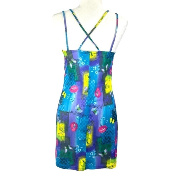 AIR Play Sport Multi Color Butterfly Strappy Mini Slip Dress - Picture 4 of 13